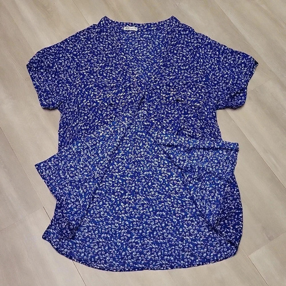 🛍Brilly Womens Button Down‎ Blue Floral Blouse Size Large - Picture 5 of 8